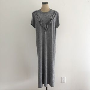 THE GREAT Grey Ruffle T-Shirt Dress Size 1/S